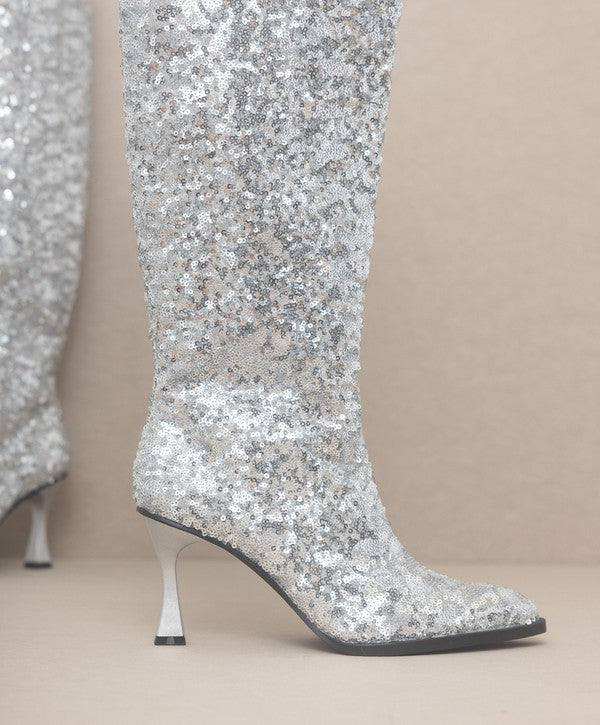 Jewel Disco Knee High Sequin Boots