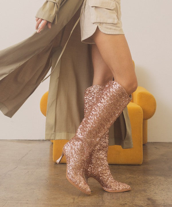 Jewel Disco Knee High Sequin Boots