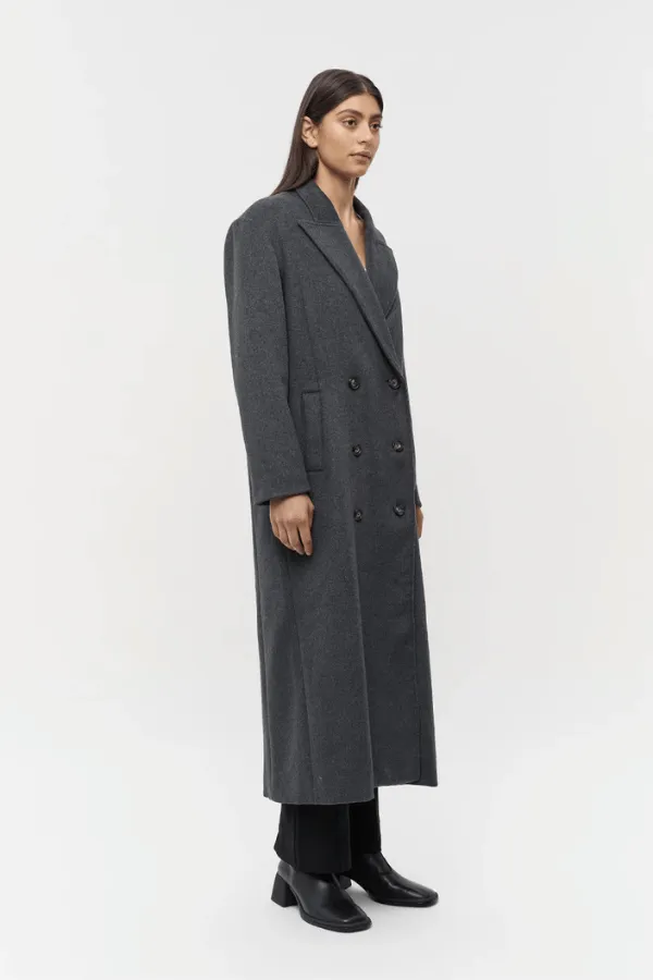 Kennedy Double Breasted Coat Dark Grey Marle