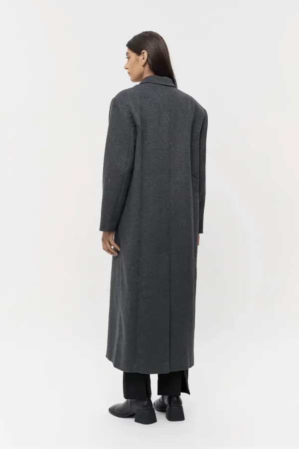 Kennedy Double Breasted Coat Dark Grey Marle