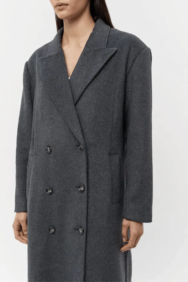 Kennedy Double Breasted Coat Dark Grey Marle