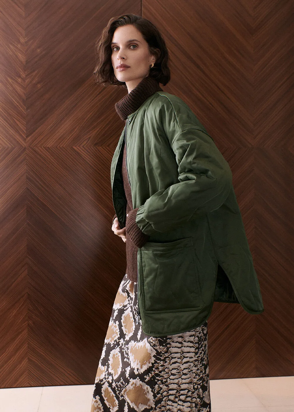 Khaki Esther Quilted Coat