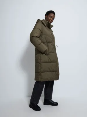 Khaki Long Hooded Padded Coat | Women | George at ASDA