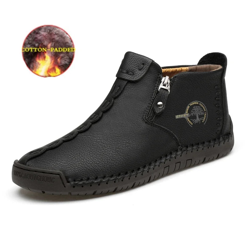 leather shoes non-slip soft sole comfortable hand-stitched shoes