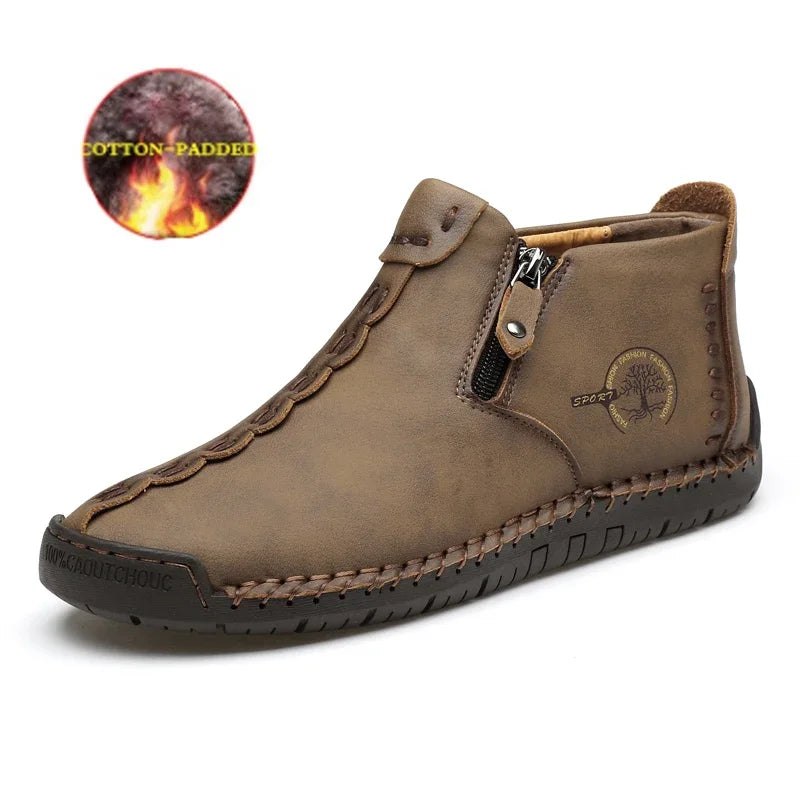 leather shoes non-slip soft sole comfortable hand-stitched shoes