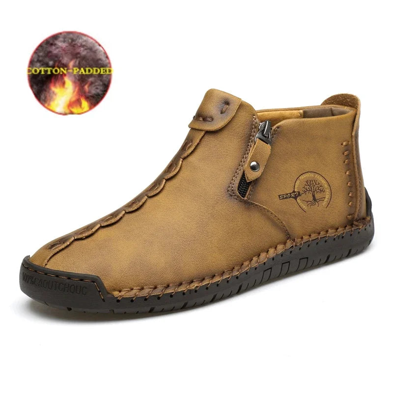 leather shoes non-slip soft sole comfortable hand-stitched shoes