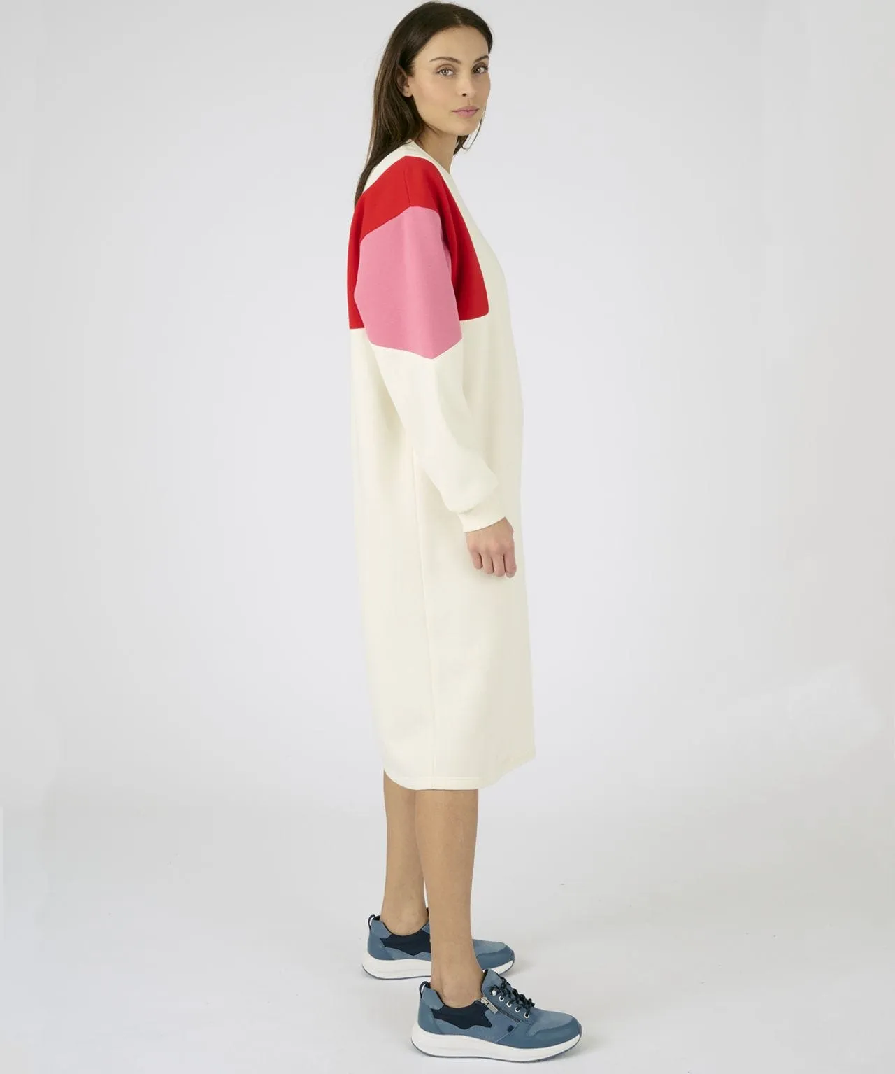 Long Sleeved Colourblock Sweatshirt Dress