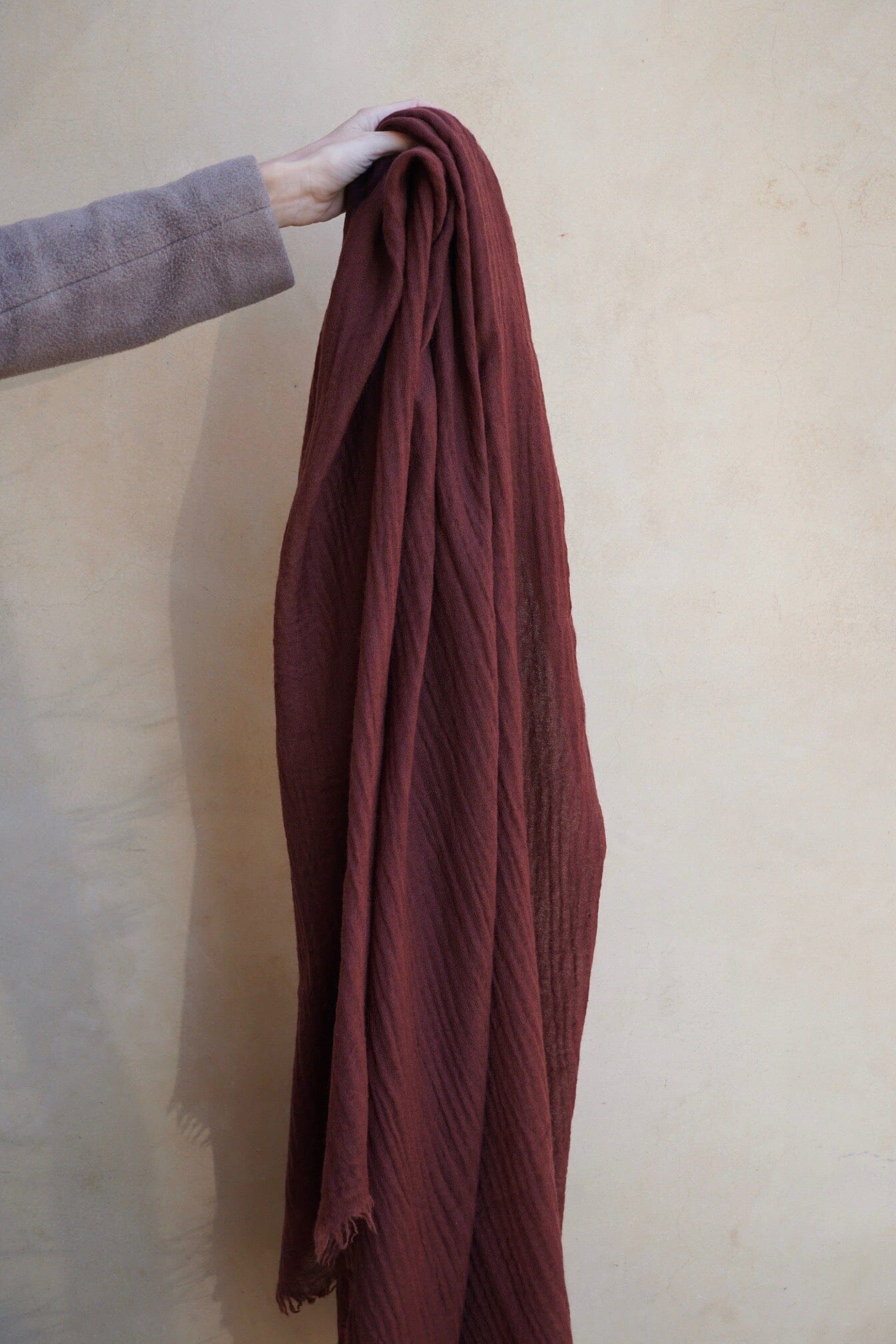 Loom Woven Fine Wool Scarf | Plum