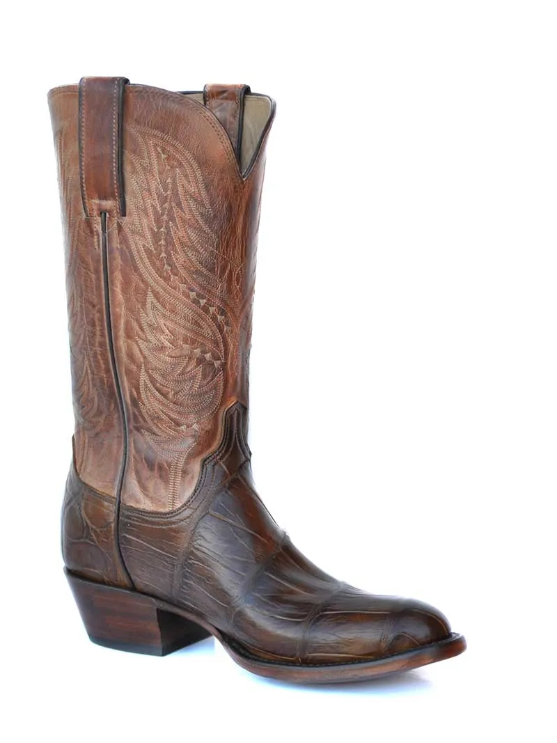 Lucchese HL1027.64 Mens Giant Alligator Tan Goat Cowboy Boots Brown