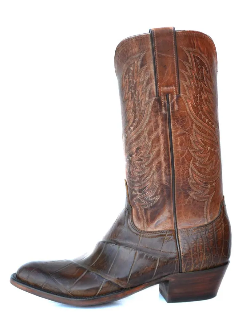 Lucchese HL1027.64 Mens Giant Alligator Tan Goat Cowboy Boots Brown