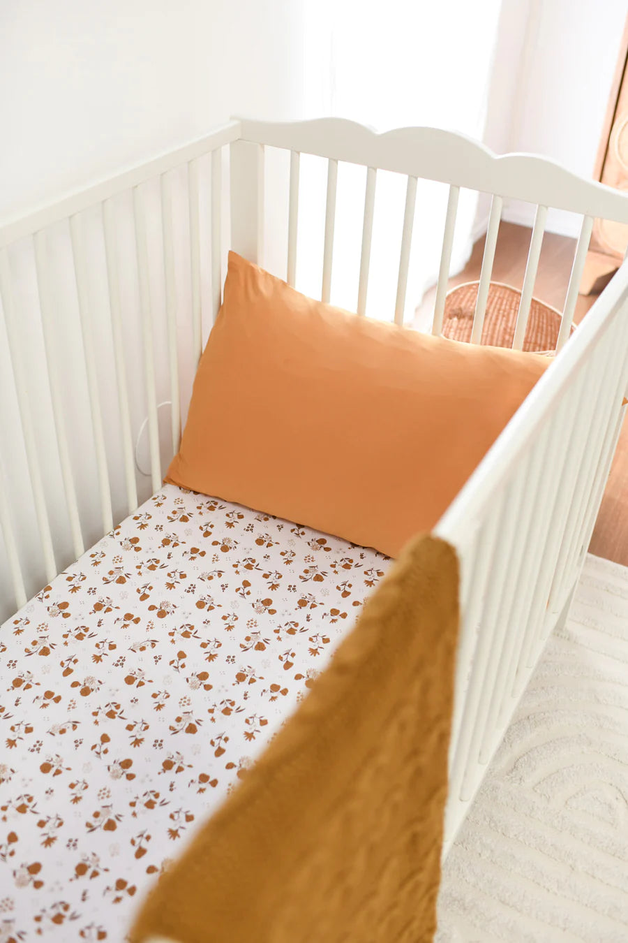 Luna Treasures Bamboo Jersey Cot Sheet - Desert Daisy