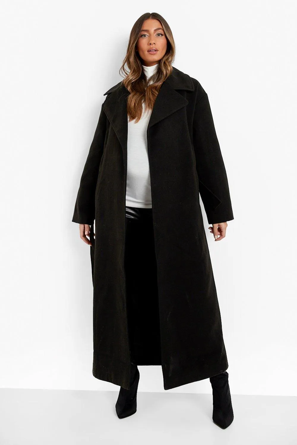 Maternity Wool Look Belted Coat