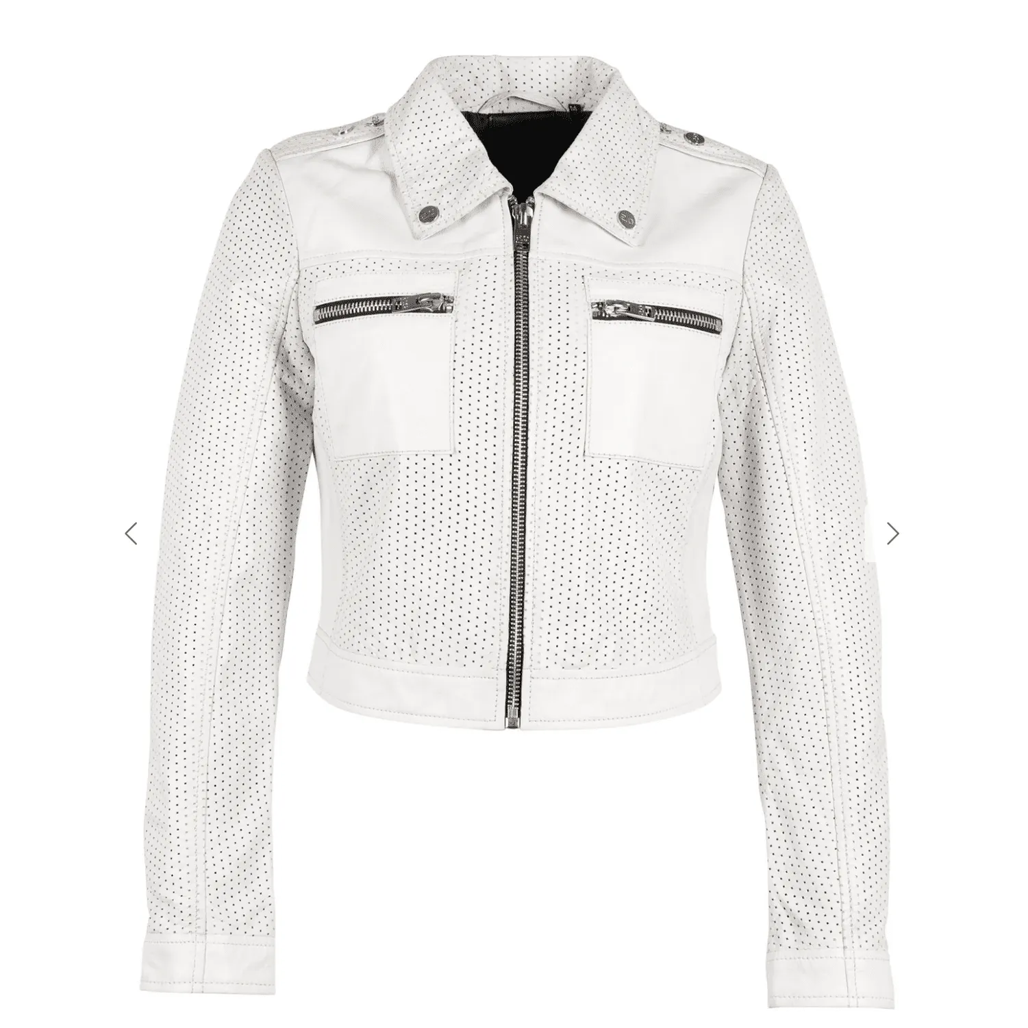 Mauritius Shala RF Leather Perforated Leather Jacket in White