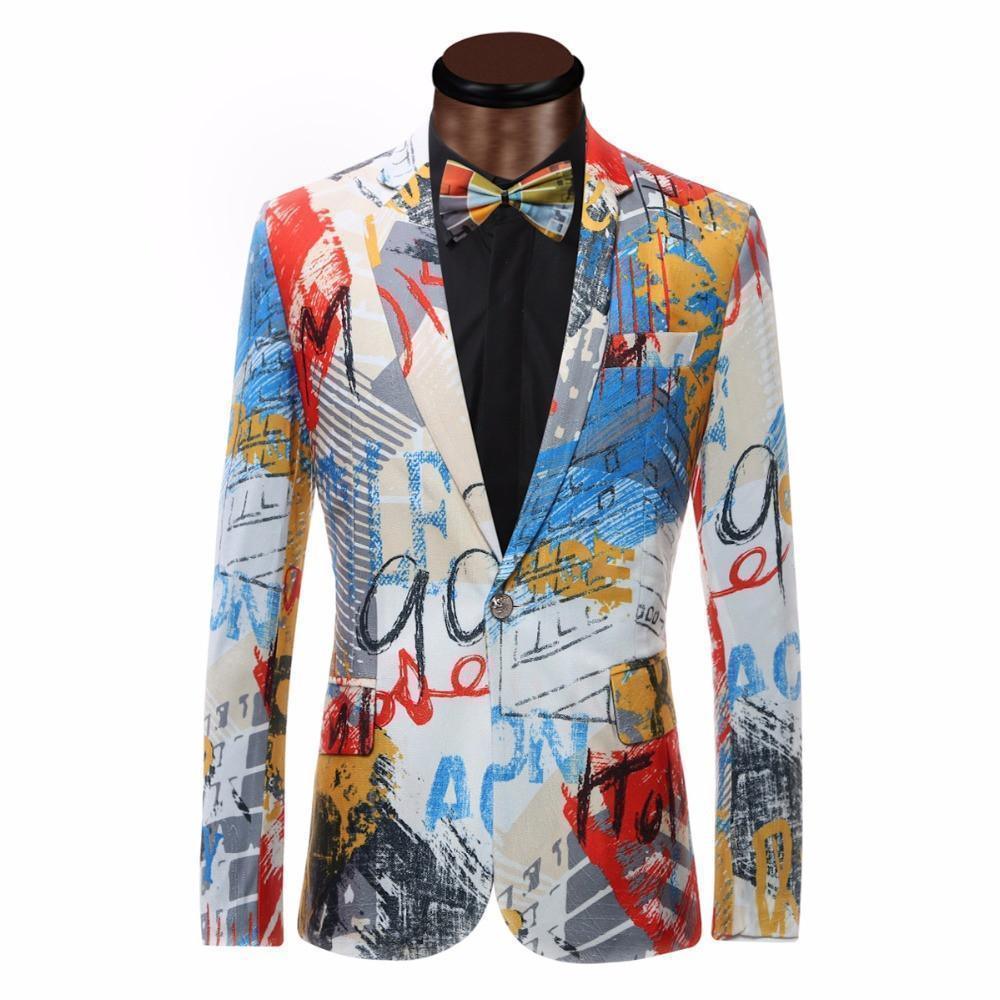 Men Blazer - Graffiti Party Blazer