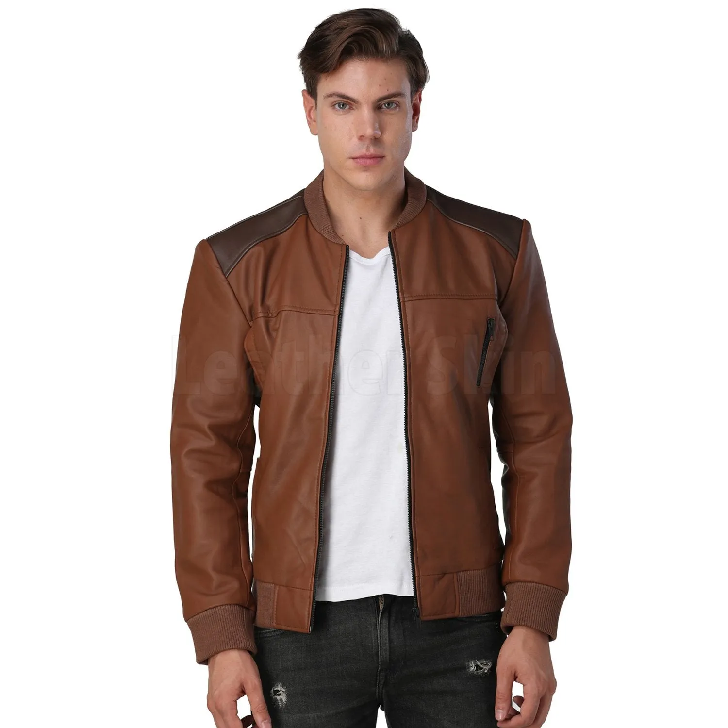 Men’s Brown Leather Jacket - Leather Skin Shop