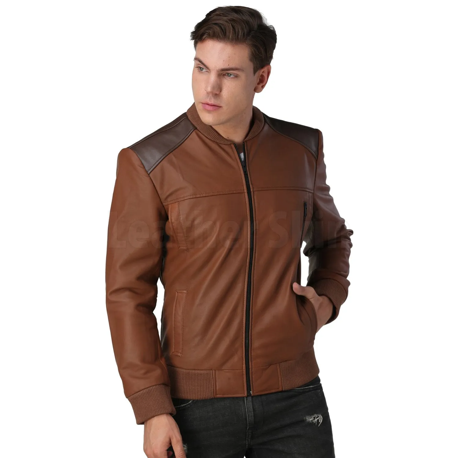 Men’s Brown Leather Jacket - Leather Skin Shop