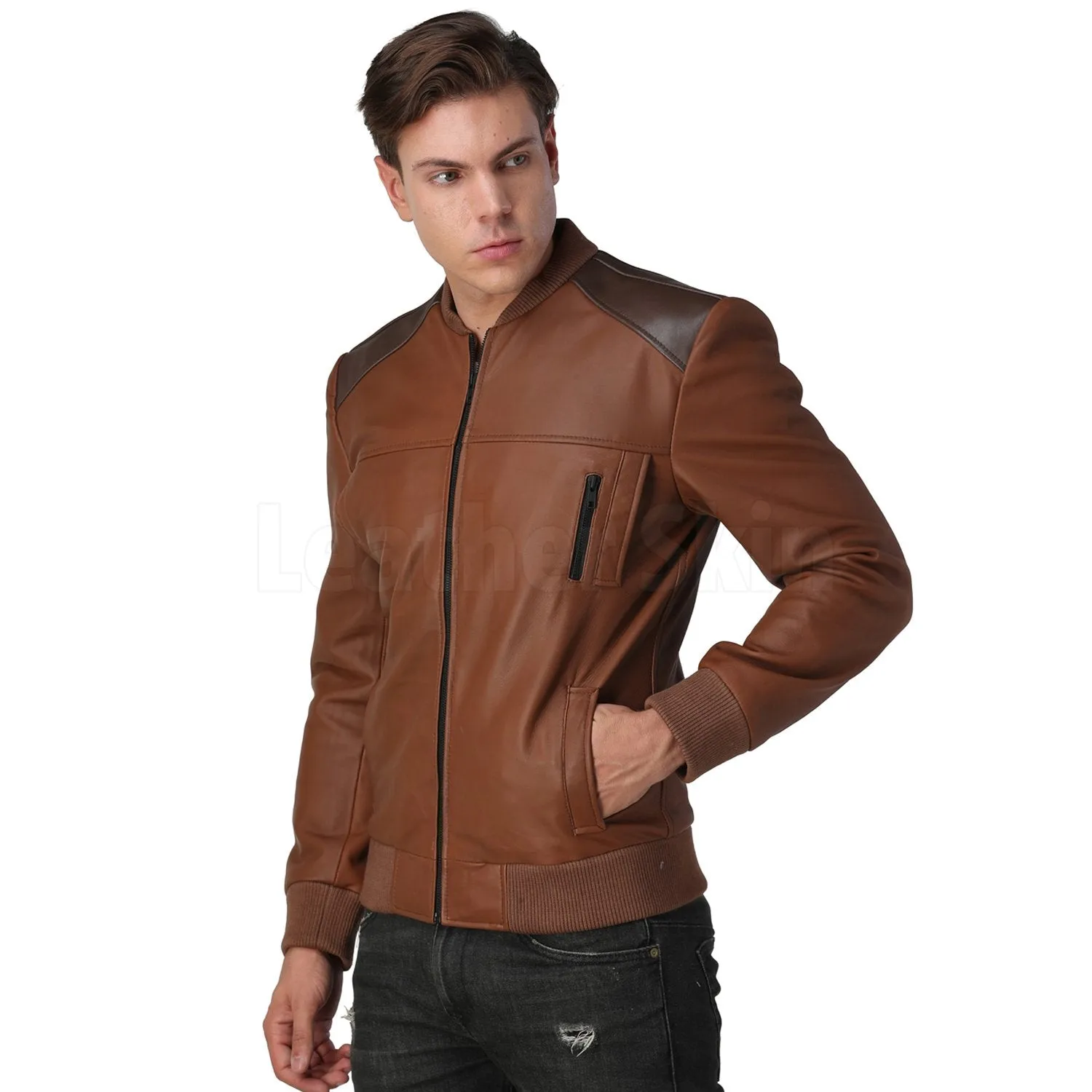 Men’s Brown Leather Jacket - Leather Skin Shop