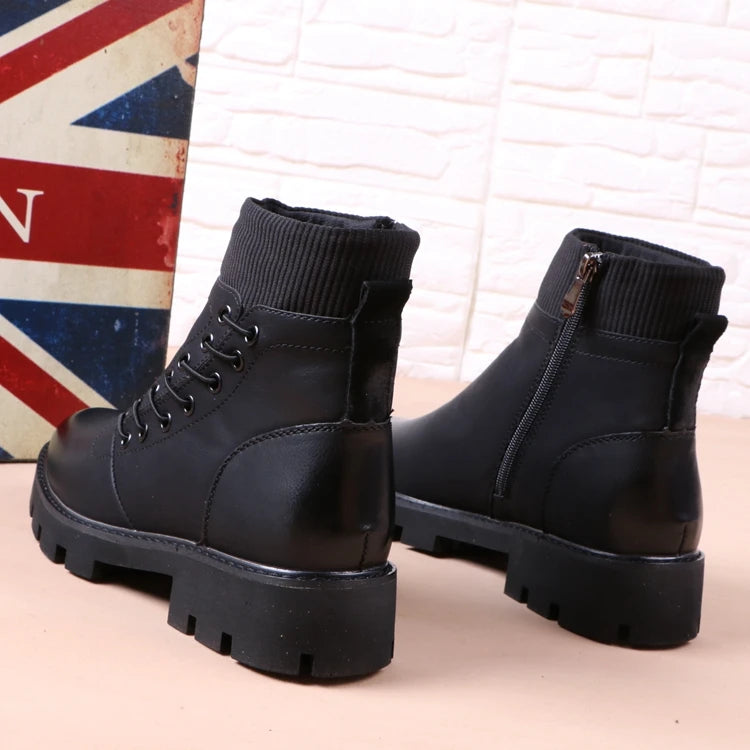 Men's Casual Synthetic Leather Round Toe Platform Sole Winter Ankle Boots