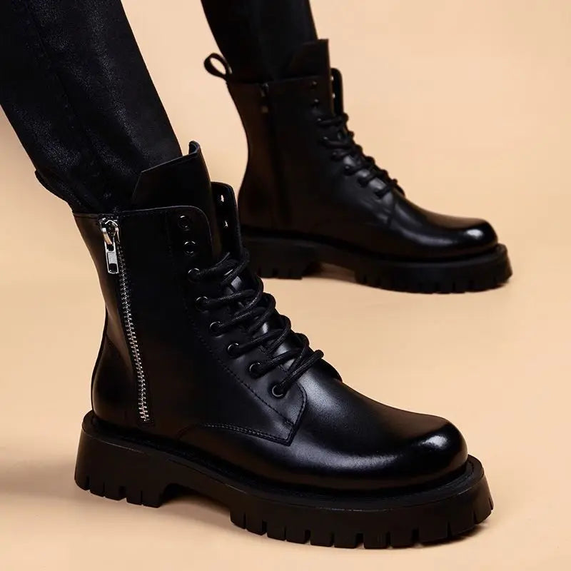 Men's Handmade Genuine Leather Punk Style Party Nightclub Ankle Boots