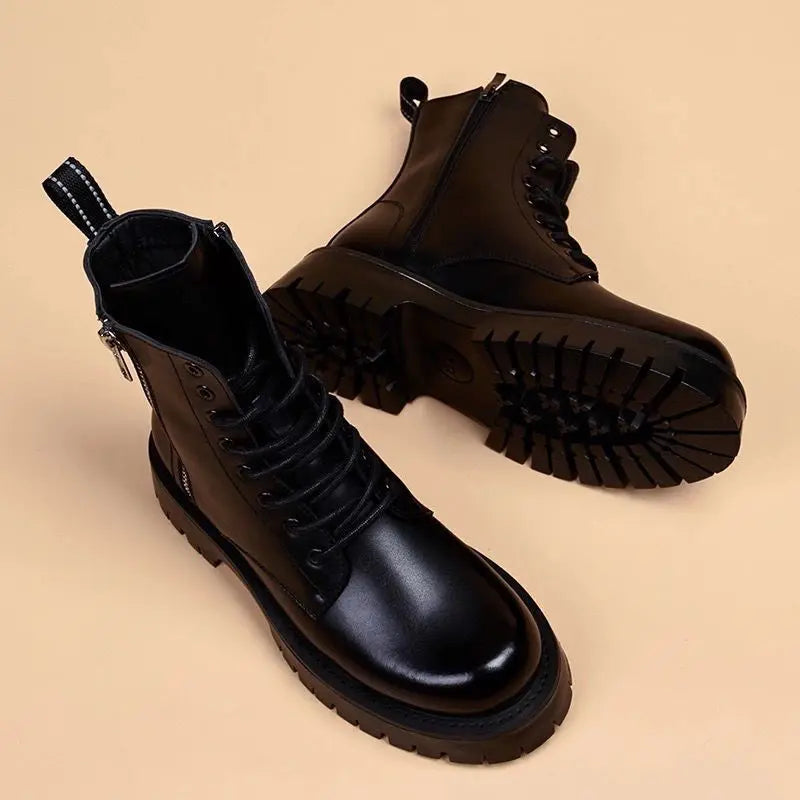 Men's Handmade Genuine Leather Punk Style Party Nightclub Ankle Boots