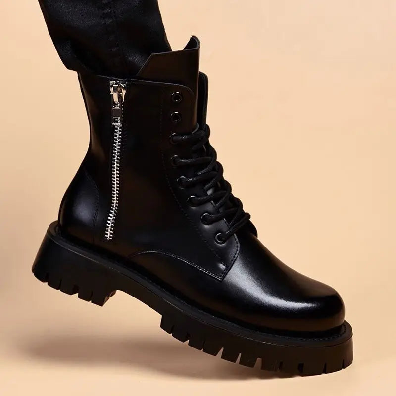 Men's Handmade Genuine Leather Punk Style Party Nightclub Ankle Boots