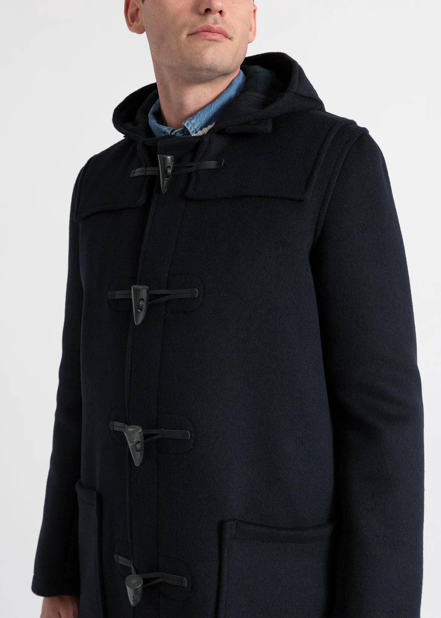 Mid Length Duffle Coat Navy Black Watch