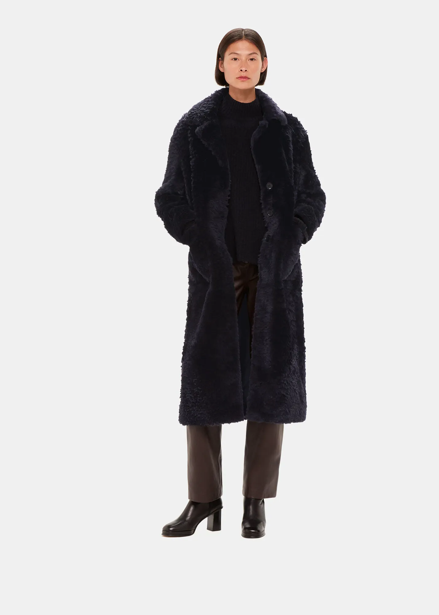 Navy Camille Shearling Coat