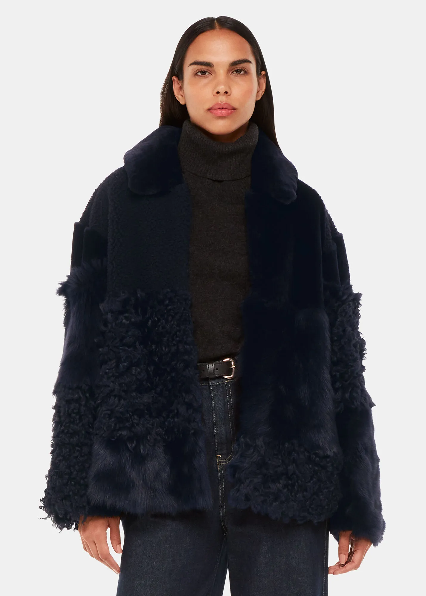 Navy Hema Shearling Coat