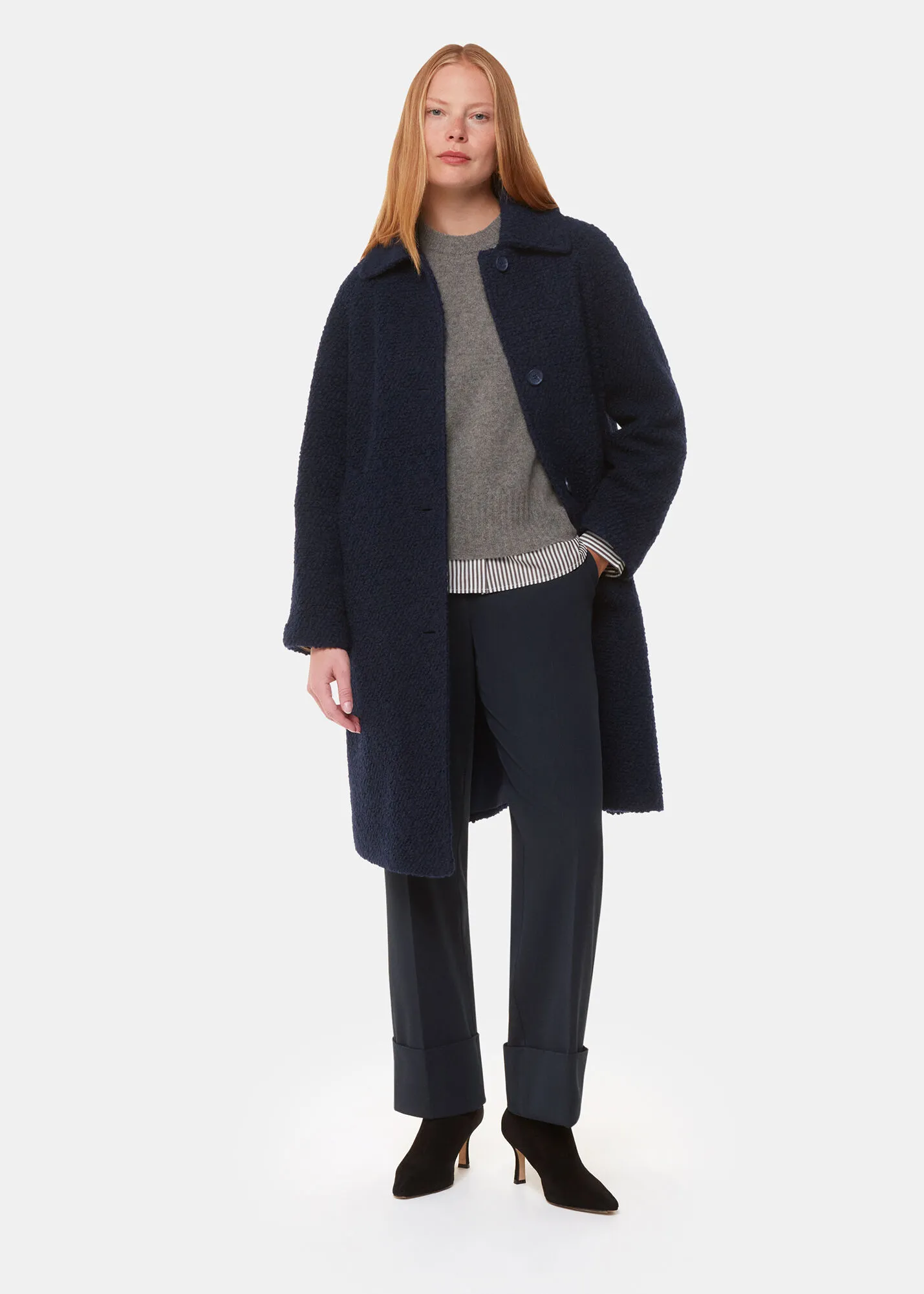 Navy Romy Boucle Coat