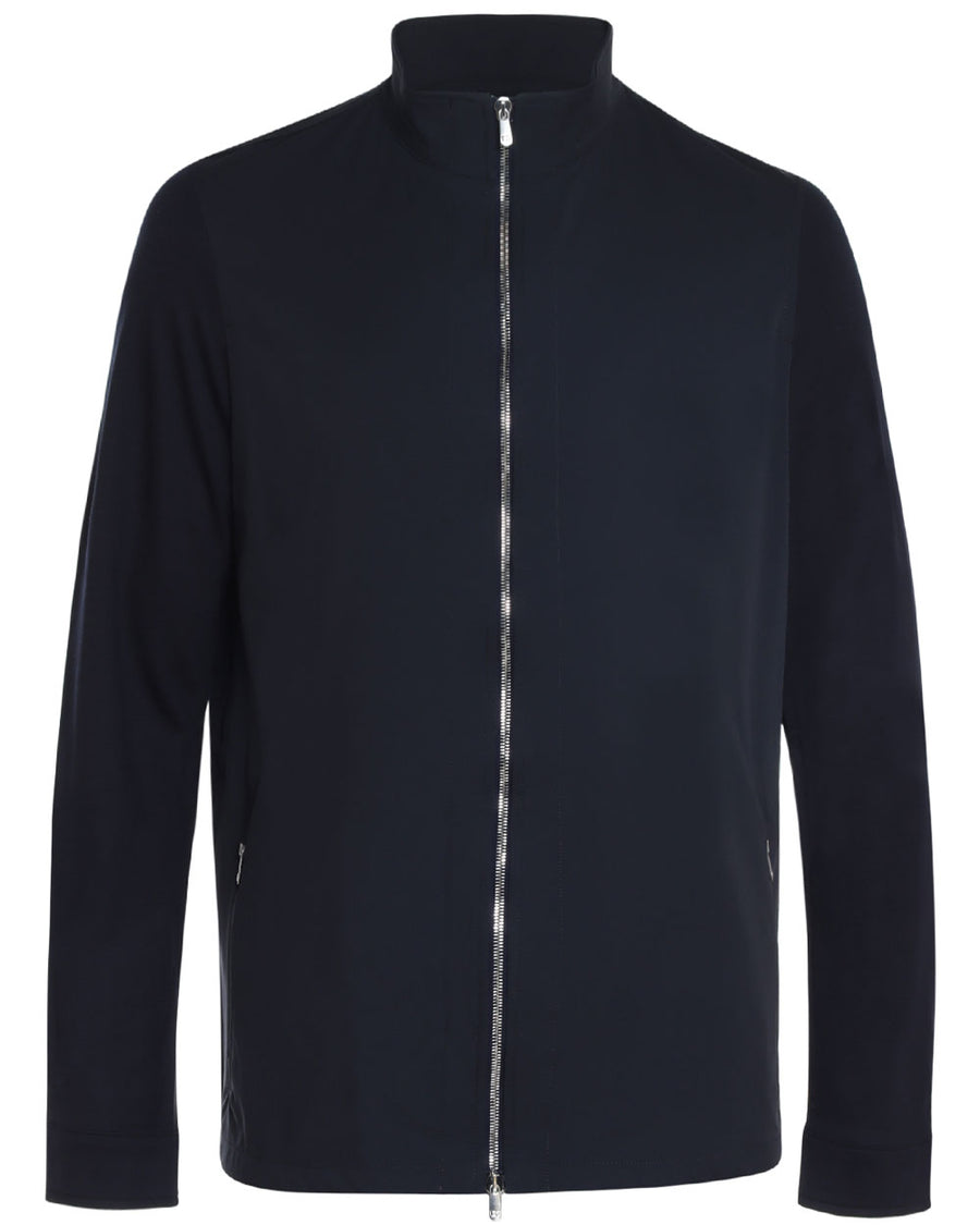 Navy Wool Zip Shirt Jacket