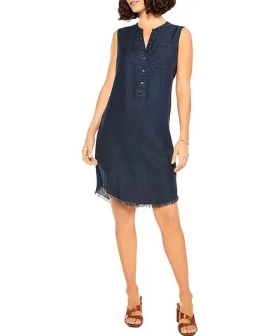 NIC+ZOE Womens Chambray Sleeveless Mini Dress