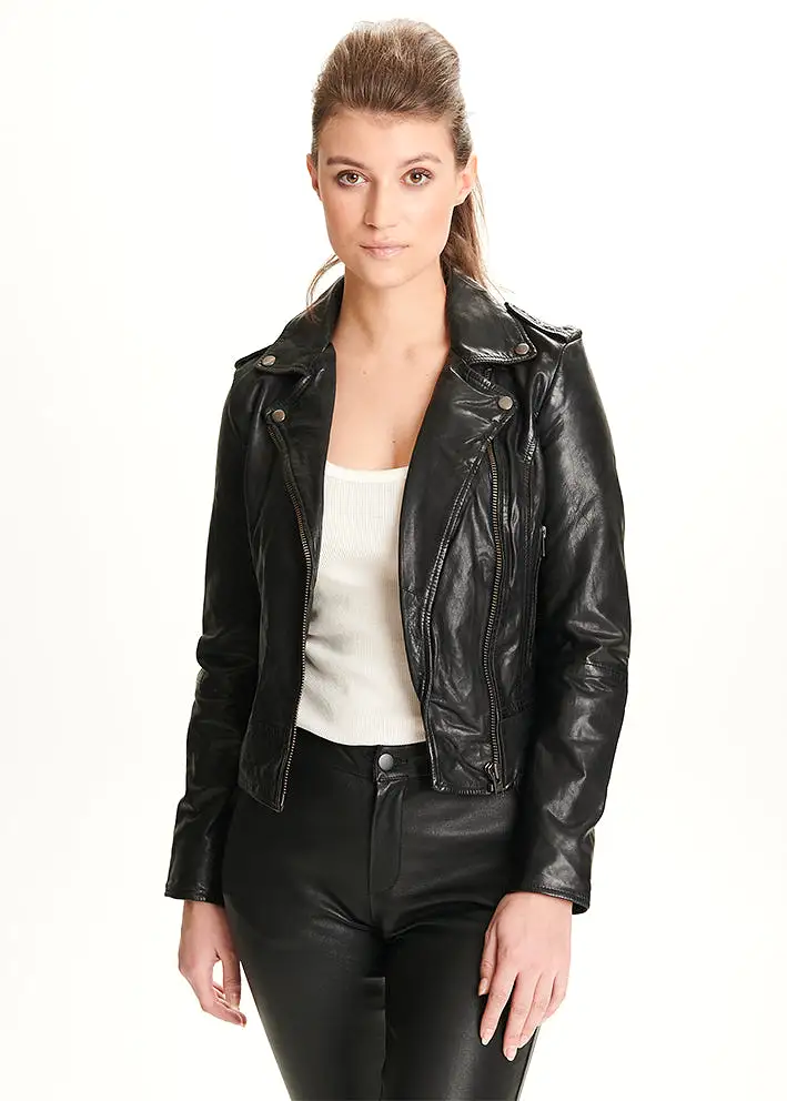 Notyz Biker Jacket 10961 Skindjakke - Black with gunmetal