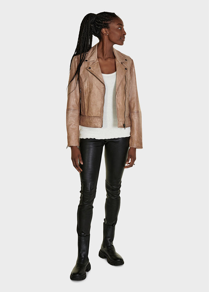 Notyz Biker Jacket 10961 Skindjakke - Pure Beige