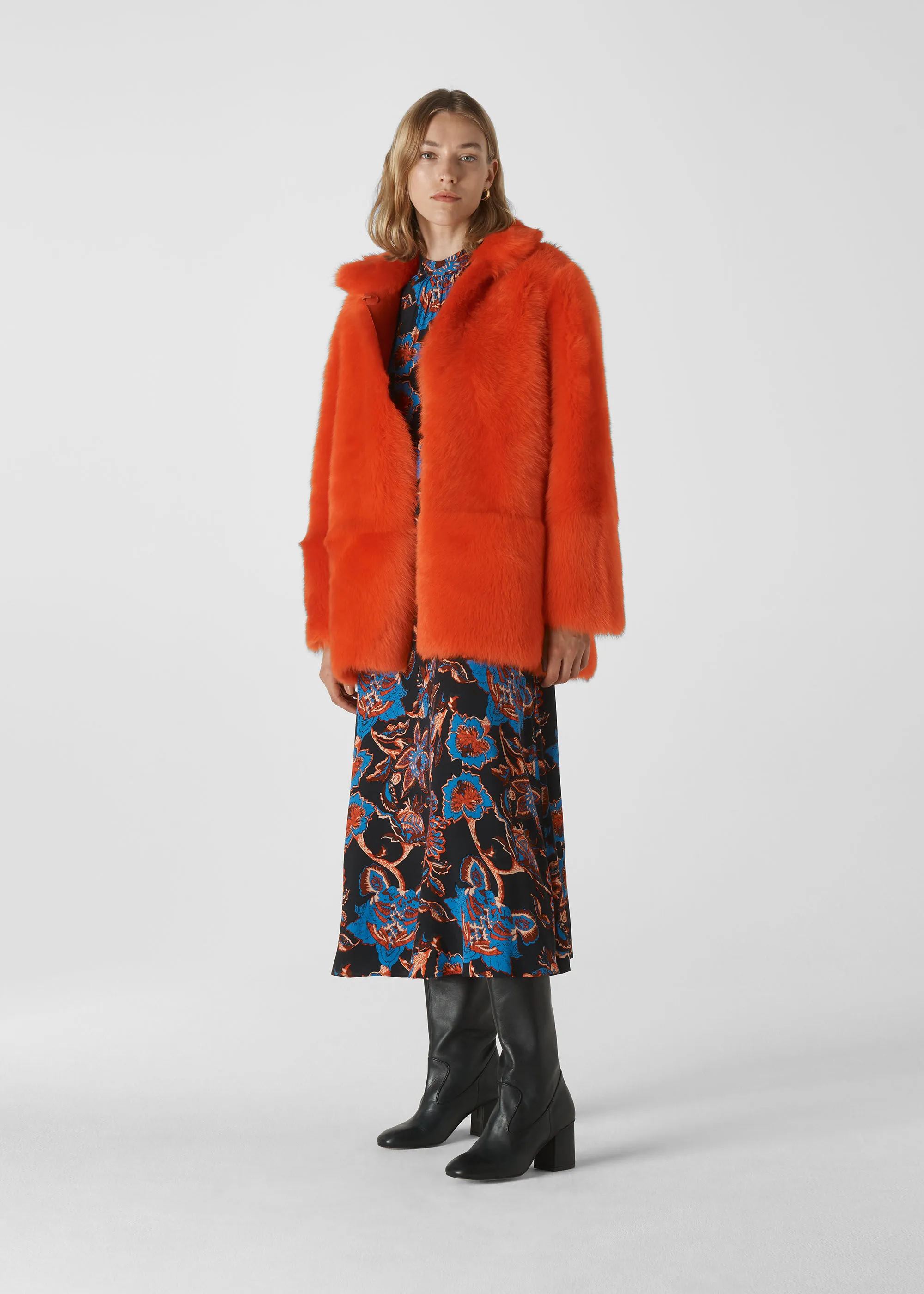 Orange Alba Shearling Coat