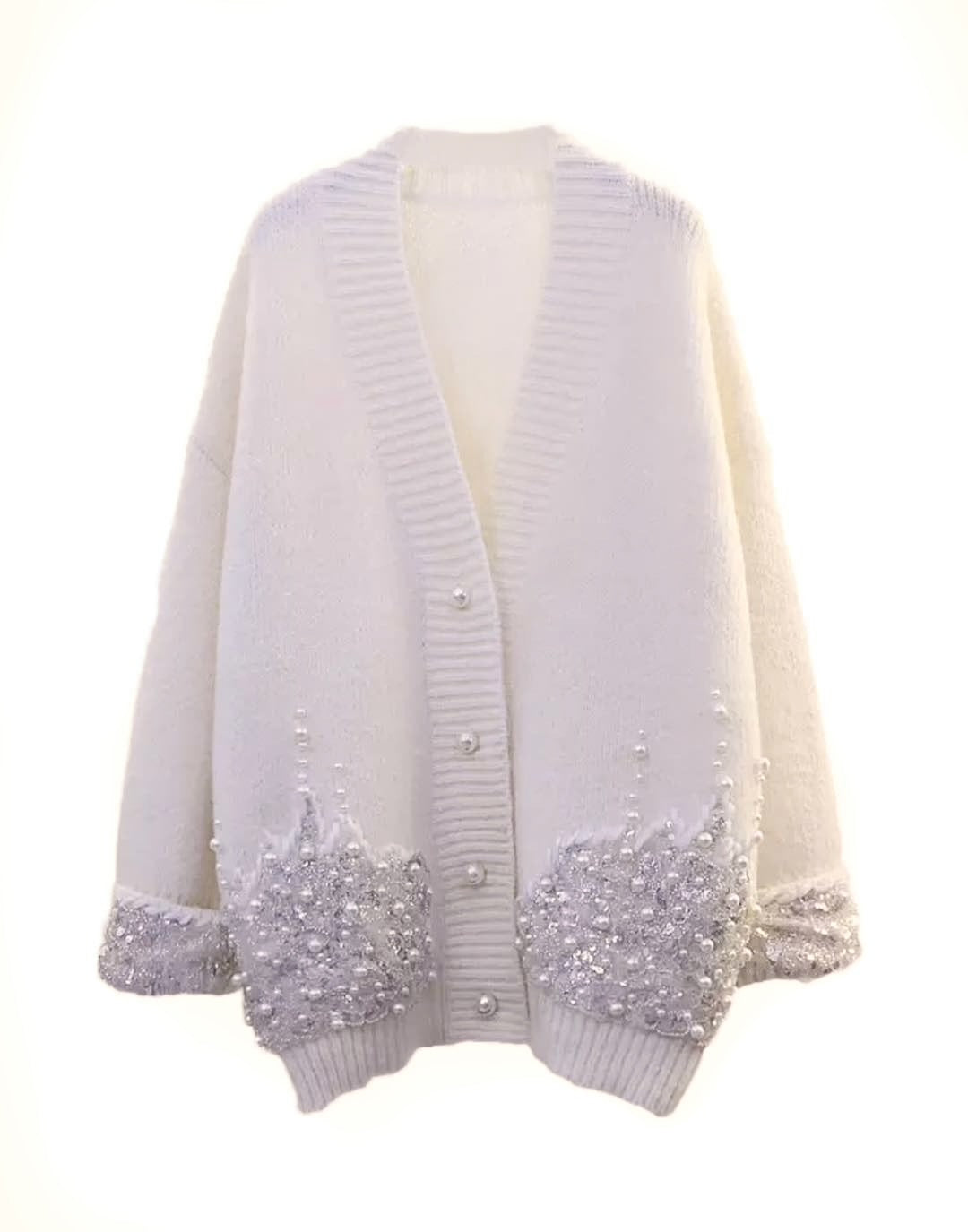 Oversized Beaded Soft Cardigan