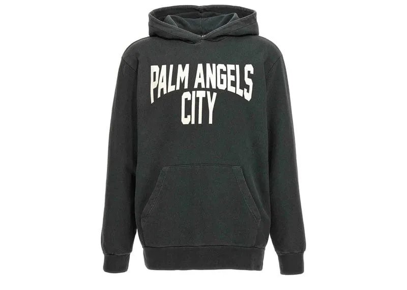 Palm Angels City Hoodie Dark Grey White