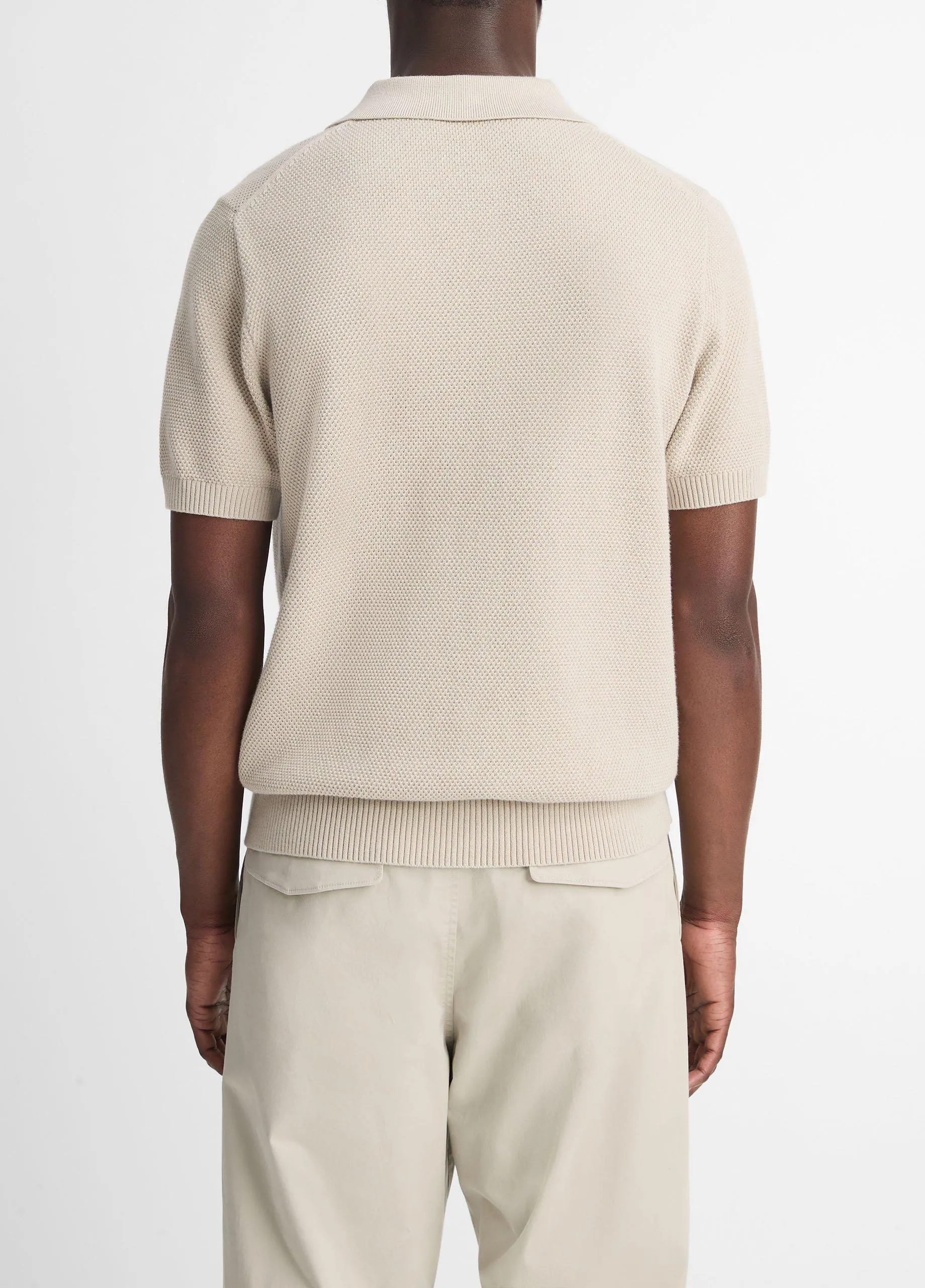 Piqué-Knit Cotton Polo Sweater