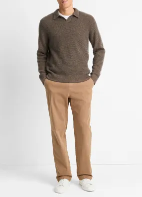 Plush Cashmere Thermal Johnny-Collar Sweater