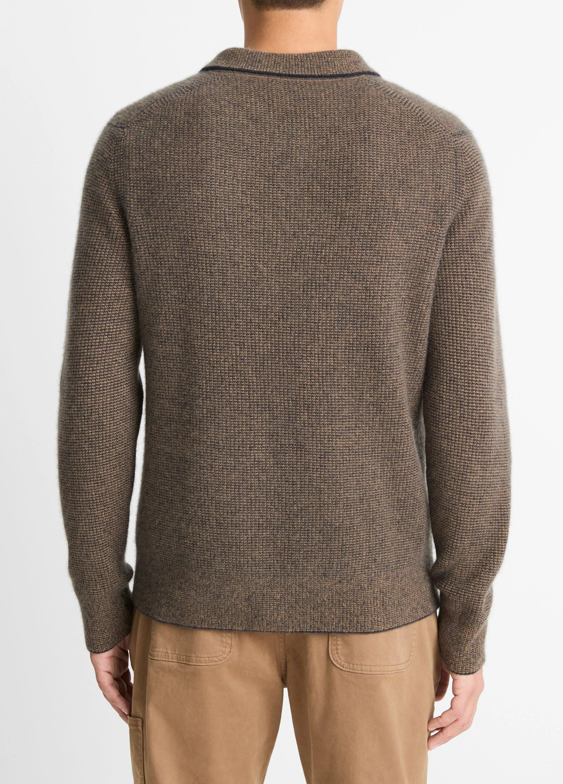 Plush Cashmere Thermal Johnny-Collar Sweater