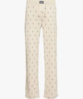 Polo Ralph Lauren Mens Stoneware Grey Aopp Brand-pattern straight-leg cotton-jersey pyjama bottoms