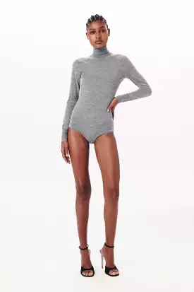 Poloneck Bodysuit in Grey Marl