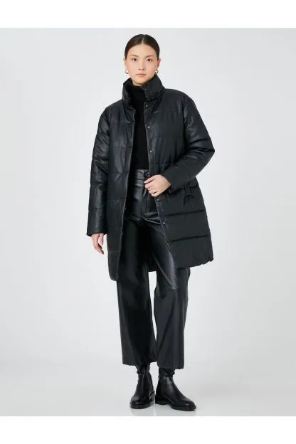 Puffer Jacket Leather Look