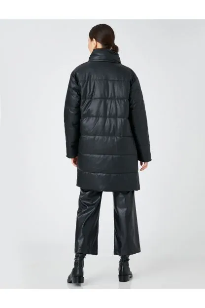 Puffer Jacket Leather Look