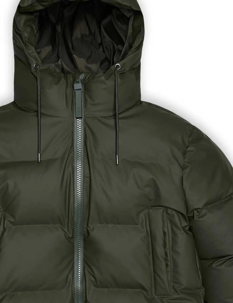 Rains Alta Puffer Parka Coat Green