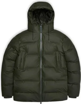 Rains Alta Puffer Parka Coat Green