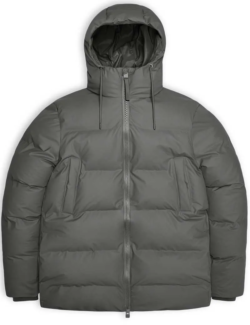 Rains Alta Puffer Parka Coat Grey