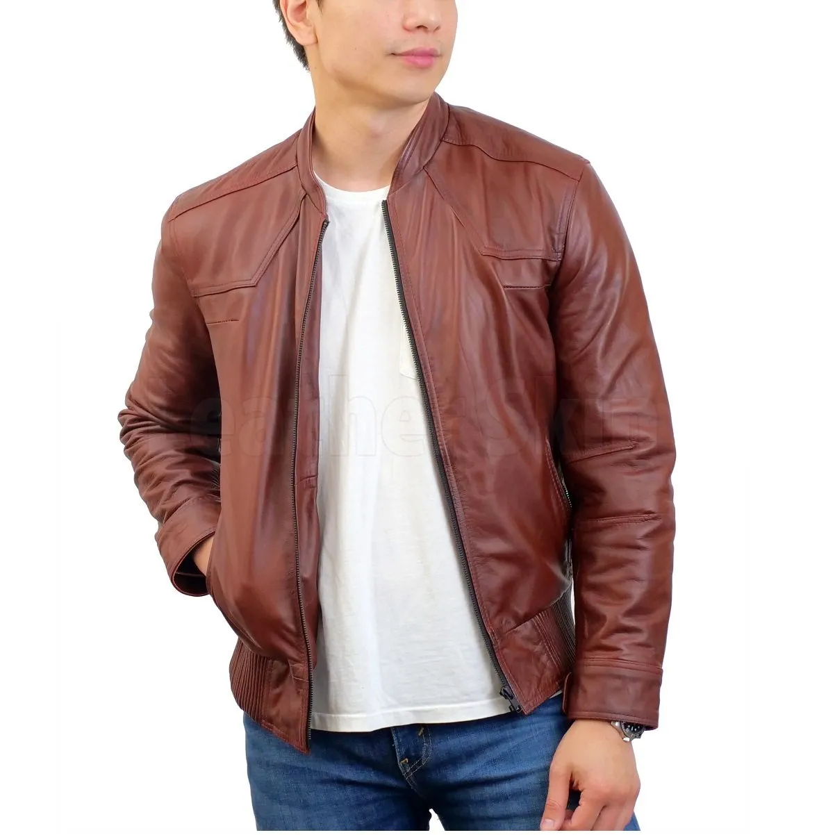 Red Maroon Leather Bomber Jacket - Leather Skin Shop