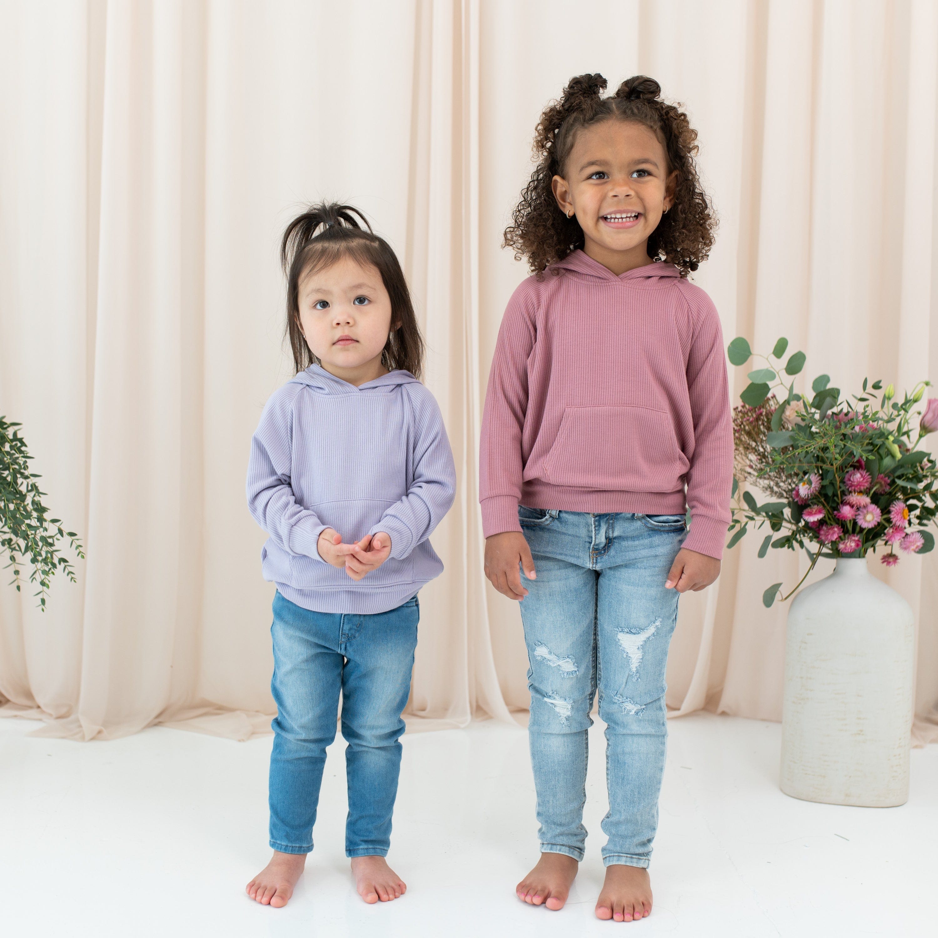 Ribbed Hoodie in Dusty Rose