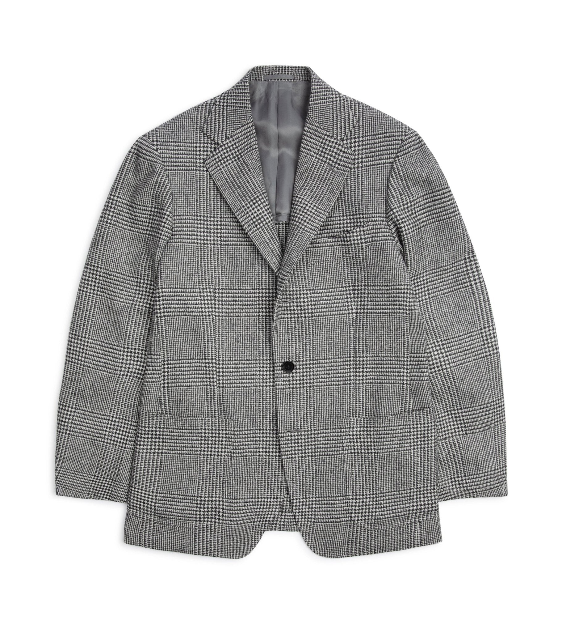 Ring Jacket Wool Mesh Prince of Wales Checked Balloon Jacket: Grey