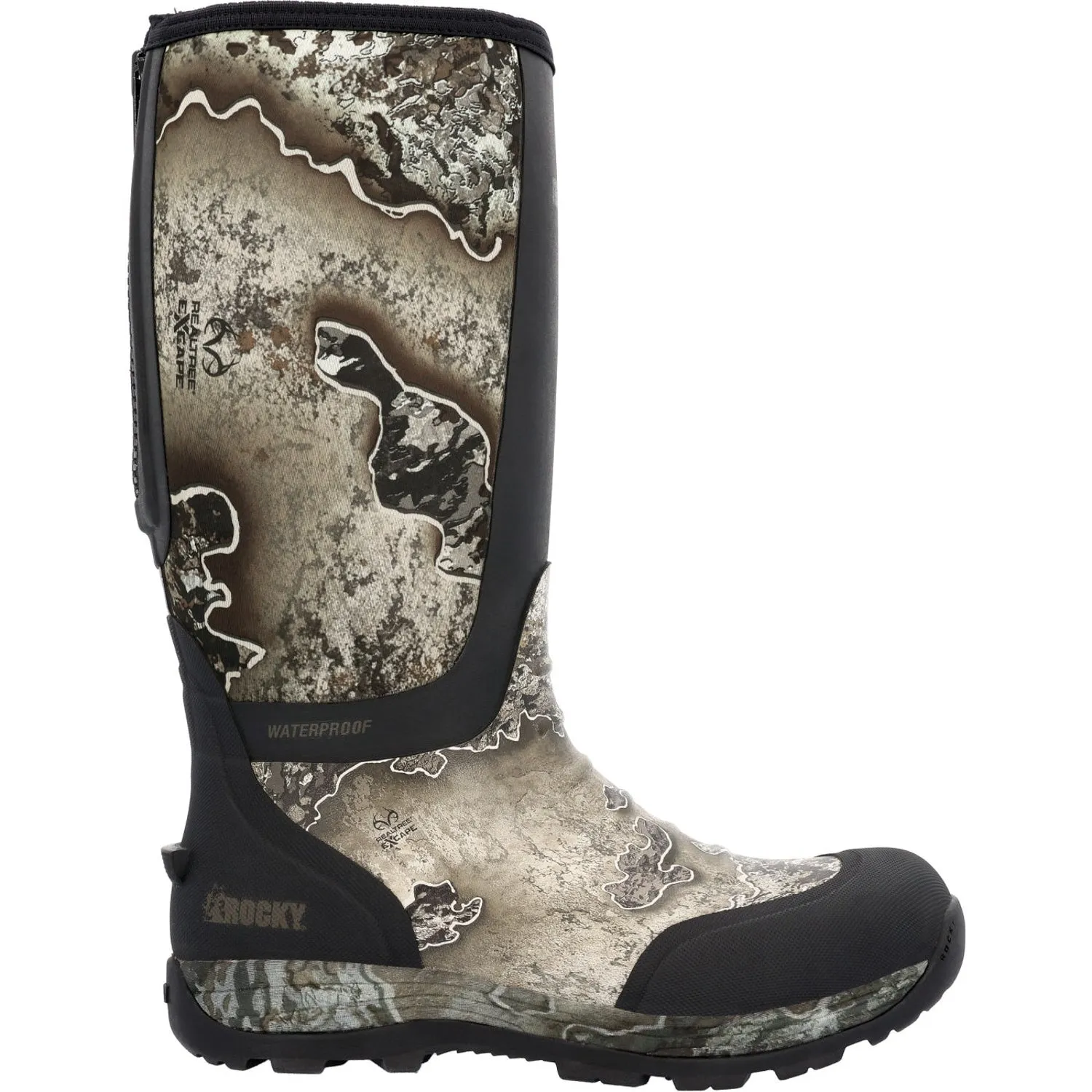 Rocky Mens Realtree Excape Rubber Stryker WP Pull-On Hunting Boots